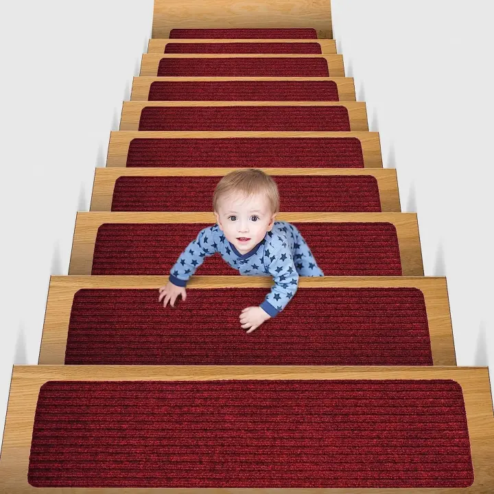 Alfombrilla antideslizante de Pvc para escalera, estera con banda de rodadura, sin pegamento, autoadhesiva, reutilizable - 1