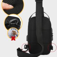 Bolso de pecho antirrobo para hombre, correa ajustable, puerto de carga USB, bolso bandolera con contraseña, impermeable, gran capacidad - details 11
