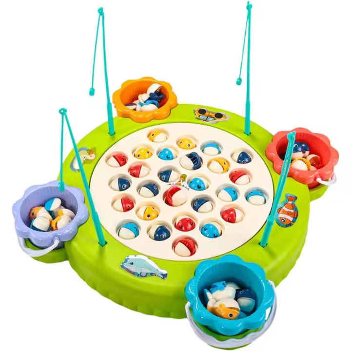 Juego de mesa de pesca para niños,Juego de captura de peces, Juguete de mesa de pesca giratoria musical, Tablero div - 1