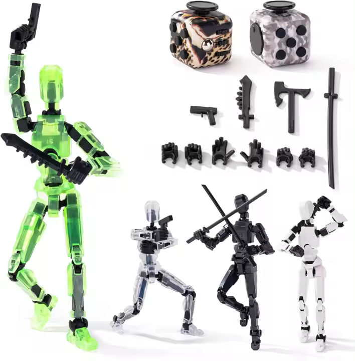 Juego de figuras de acción T13 - Juego de figuras de acción T13 de 4 piezas - Juguetes impresos en 3D - Figura de acción Titan 13 incluida - Divertido y educativo - 1