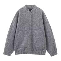TRAFZA-abrigo liso elegante para mujer, chaqueta Bomber de manga larga con bolsillos y botones, ropa de calle informal holgada, 2023 - details 3