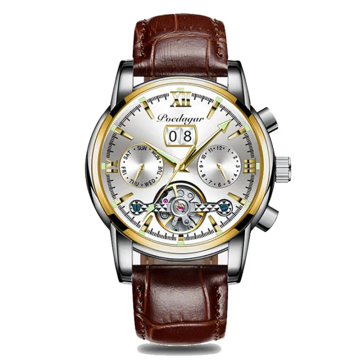 Nuevo reloj mecánico automático impermeable multifuncional para hombre, reloj hueco luminoso de acero fino - 1