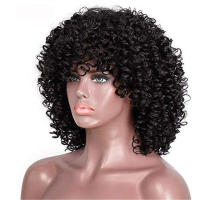 Peluca Afro rizada corta con flequillo, pelo suave sin daño, transpirable, sin olor, para disfraz de fiesta de Halloween, Cosplay - details 3