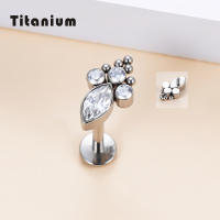 Pendientes G23 de titanio Labret para mujer, aretes de circonita pavimentada para el cartílago de la oreja, Tragus, hélice, Anillo para el labio, Piercing para el cuerpo, joyería Unisex - details 4