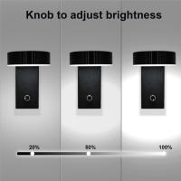 Lámpara de pared moderna, lámpara de pared Led con rotación de 350 grados, lámpara de pared interior enchufable de 180cm, lámpara de pared de aleación de aluminio de 6W - details 2
