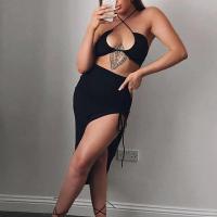 Falda Irregular con abertura ajustada para mujer, falda acampanada plisada de cintura alta elástica, faldas largas fruncidas lisas Retro americanas de verano - details 4
