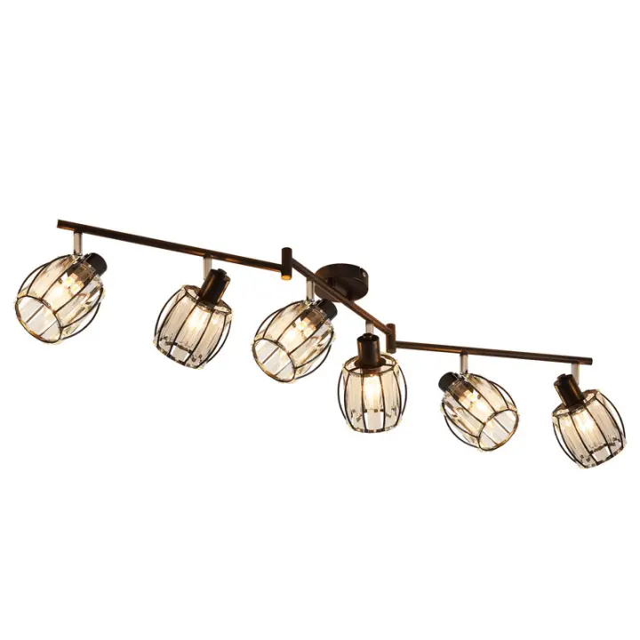 CBJKTX Foco de techo de cristal negro vintage de 6 luces E14 Pasillo industrial 350 °   Giratorio - 1