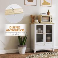 Aparador de Vidrio de 2 Puertas Mueble Ajustable para Sala de Estar y Dormitorio 68x35x85 cm - details 6
