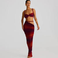 BUNO-Conjunto de 2 piezas de tejido para mujer, camisolas cortas plisadas lisas impresionantes + faldas largas de cintura alta, traje de vacaciones de tendencia femenina - details 23