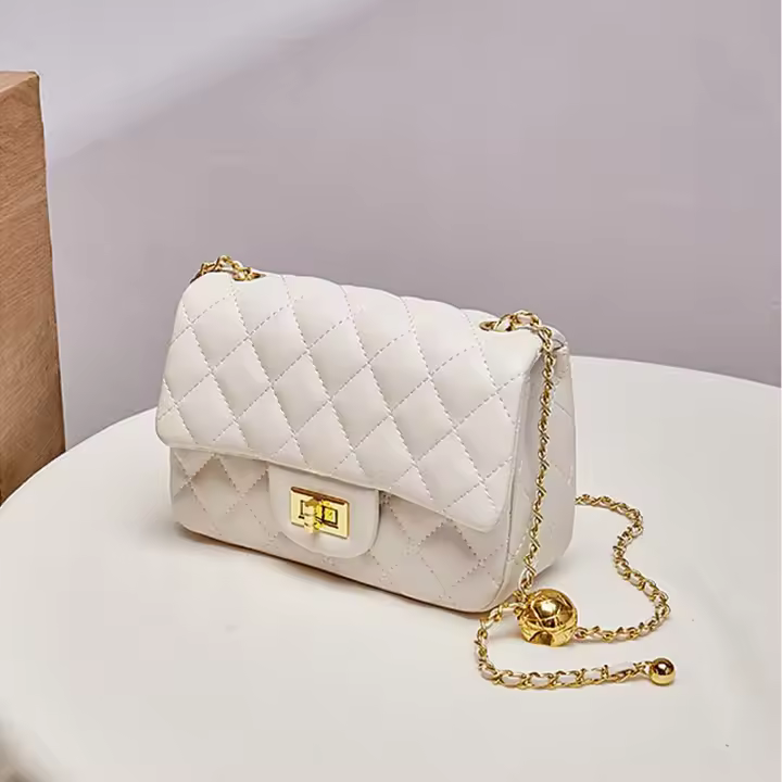 Bolso de cadena de rombo de viento fragante pequeño con bola dorada Bolso bandolera de gran capacidad versátil de moda de alta gama Bolso de hombro de nicho francés - 1