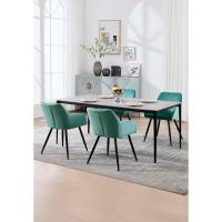 1 x Silla de Comedor Nordica Estilo Vintage Juego de 1, Silla de Cocina Silla Tapizada con Reposabrazos Tapizadas en Terciopelo, Estructura de Metal, Turquesa BH93ts-1 - details 1