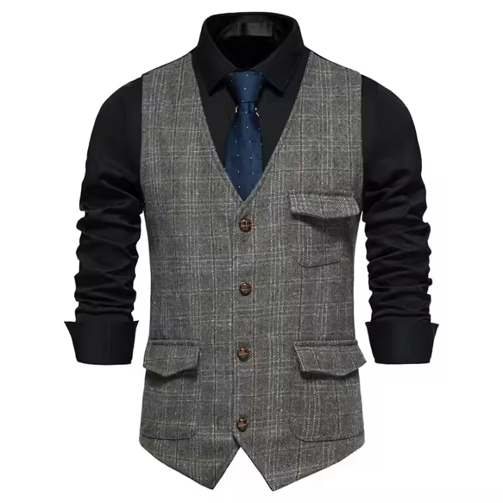 Chaleco de traje para hombre, chaqueta informal de estilo británico, juvenil, Amigo Hao, Slim Fit, calidad de exportación - 1