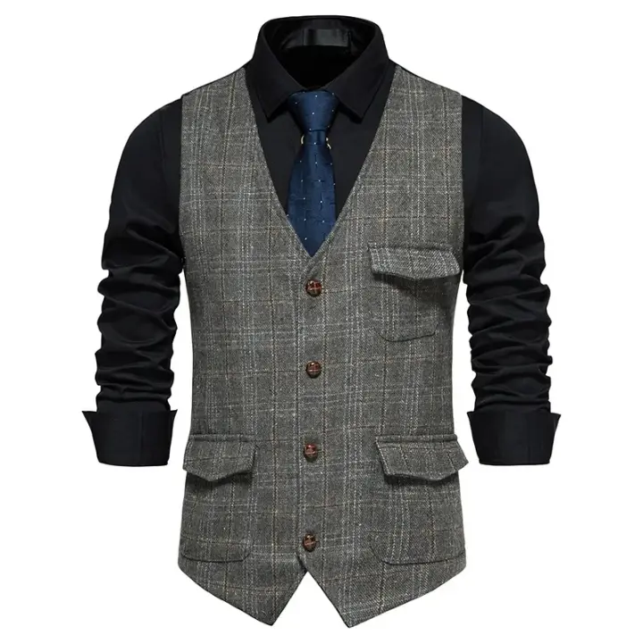 Chaleco de traje para hombre, chaqueta informal de estilo británico, juvenil, Amigo Hao, Slim Fit, calidad de exportación - 1