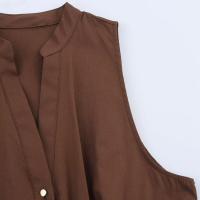 BUNO-nuevo vestido Midi de verano para mujer con cinturón 2025 cuello en V sin mangas A-line Casual vestido de una sola botonadura mujer elegante sólido. - details 4