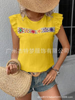 Blusa de manga corta de ganchillo para mujer 2025 Ence Bohemia Transparente Moda Primavera-Verano - details 3