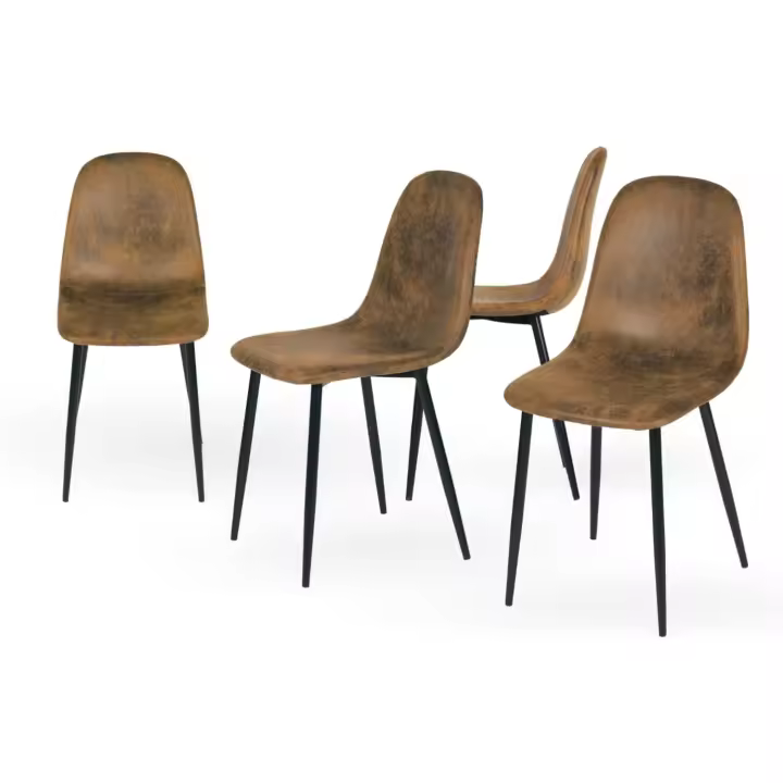 4 sillas de comedor con asiento y respaldo suaves, con patas de metal macizo, para sala de estar, dormitorio, cocina o comedor, ante marrón - 1