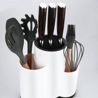 Soporte Universal para cuchillos para el hogar, rejilla de drenaje de plástico para utensilios de cocina, caja de almacenamiento de cubiertos en blanco y negro, tenedor, 2/3 - details 10