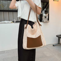 Bolso de mano de punto ahuecado de paja, bolso de hombro hecho a mano de gran capacidad, bolso de playa informal de diseñador para mujer - details 11