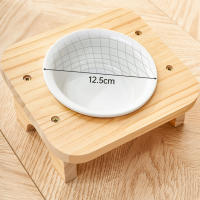 Cuenco de cerámica para gatos con soporte de madera, protege la columna Cervical, 1/2/3 cuencos, plato inclinado para gatos, alimentador elevado antideslizante desmontable para mascotas - details 6