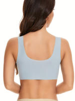 3pcs Sujetadores Deportivos Sin Costuras de Alto Soporte para Mujeres - Mezcla de Nylon y Spandex Ultra Elástica, Diseño de Cuello en V con Detalles de Encaje, Ideales para Correr y Yoga, Opciones en Negro/Gris/Beige - details 6