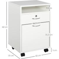 Mueble de Oficina Móvil con Cajón y Gabinete Soporte de Impresora con Ruedas Tamaño 40x35x60 cm - details 20