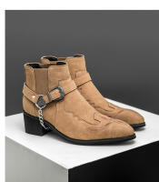 Moda para hombre Botas de cuero británicas con aumento de altura Negocios Retro Cremallera Locomotora Botas de tacón alto - details 14