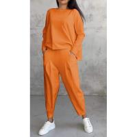 Nuevo Conjunto de manga de cuello redondo de Color sólido para mujer con pantalones largos - details 8