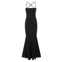 Elegante vestido de fiesta de noche blanco y negro para mujer con diseño sin costuras y encajes - details 0