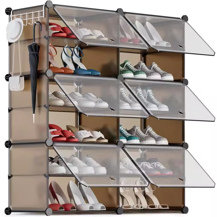 Zapatero Modular de 24 Compartimentos Armario de Paneles de Plástico para Dormitorio Sala de Estar - 1