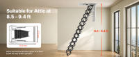 Escalera Retráctil para Ático SucceBuy, Capacidad de 299.37 kg, Compatible con Alturas de Techo de 259.08-286.51 cm, Abertura de 100.08 x 69.85 cm, Diseño de Acero Aleado Resistente con Barra de Tracción para Acceso al Ático o Techo - details 1