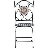 Juego de 2 Sillas Plegables de Jardín Bistro Silla Asiento Mosaico para Terraza Balcón Metal Carga 120 kg 50x40x94,5 cm Negro - details 6