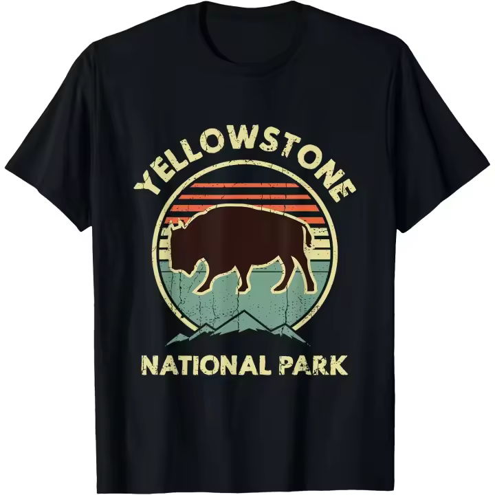 Camiseta vintage de búfalo del Parque Nacional Yellowstone para hombre - 1