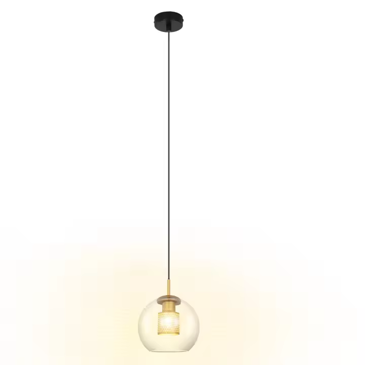 CBJKTX Lámpara colgante de mesa de comedor de vidrio - Lámpara colgante vintage E27 de 1 llama negra - 1