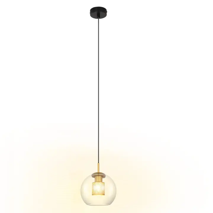 CBJKTX Lámpara colgante de mesa de comedor de vidrio - Lámpara colgante vintage E27 de 1 llama negra - 1