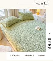Funda de colchón de terciopelo grueso, Protector de almohadilla de cama tejido de amor, Sábana bajera cálida de felpa para el hogar, colchas de dormitorio - details 1