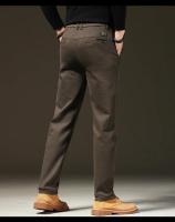 Ropa de marca, pantalones informales cálidos de lana para invierno, pantalones Cargo aterciopelados ajustados de trabajo de sarga marrón y gris con cintura elástica de algodón para hombre - details 15