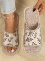 Zapatillas de interior de lino para mujer, zapatillas de casa planas antideslizantes de fondo suave de verano - details 0