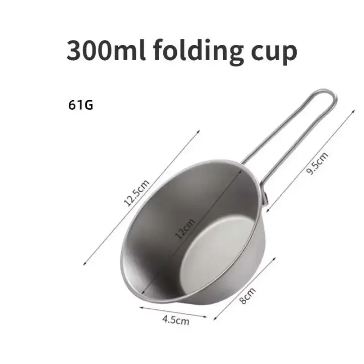 Villa portátil para picnic y camping al aire libre, taza plegable de hoja de sierra de titanio puro, 300ml - 1