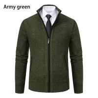 Abrigo deportivo informal para hombre, cárdigan cálido de lana con cremallera, cuello alto, Color sólido, otoño e invierno - details 25