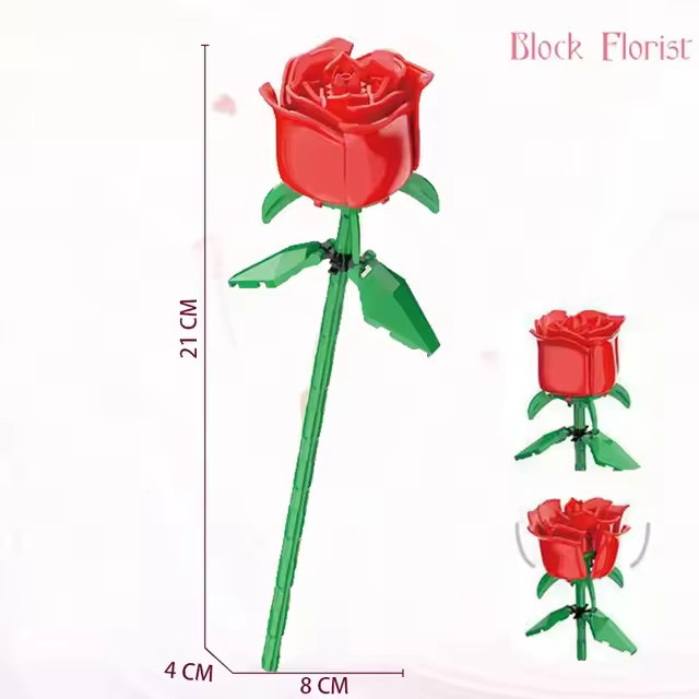 Juguete de bloques de construcción modelo de flores, ramo eterno, decoración creativa de plantas de escritorio para el hogar, juguetes educativos para niños, regalo de cumpleaños - 1