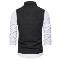 Chaleco de traje marrón con doble botonadura para hombre, chaleco sin mangas de negocios de color sólido informal de marca 2019, chalecos para hombre - details 3