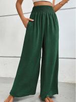 Pantalones de pierna ancha de tiro medio lisos a la moda para mujer, pantalones sueltos de verano para mujer, nuevos en pantalones cómodos - details 18