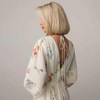 Vestido largo con espalda descubierta y estampado de ral para mujer, vestidos largos de cintura alta con mangas acampanadas, vestidos de vacaciones de verano para señora nueva 2025 - details 4