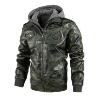 CHAIFENKO Chaqueta de Cuero Camuflaje Grueso Abrigo de Ocio de Invierno con Gorra Desmontable - details 1