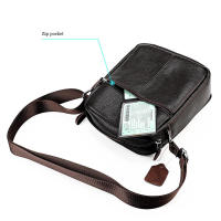 Bolso bandolera suave de piel de becerro auténtica para hombre informal - details 5
