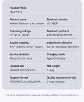 Transmisor receptor de Audio M9/M9Pro con Bluetooth 5,1, adaptador inalámbrico de música HIFI con pantalla LED para TV, PC, amplificador de altavoz de coche - details 33