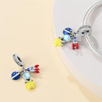 Cuentas de cohete planetario de astronauta de viaje espacial de Plata de Ley 925, compatibles con pulsera Original Pandora, abalorios, regalo de joyería para mujer - details 2