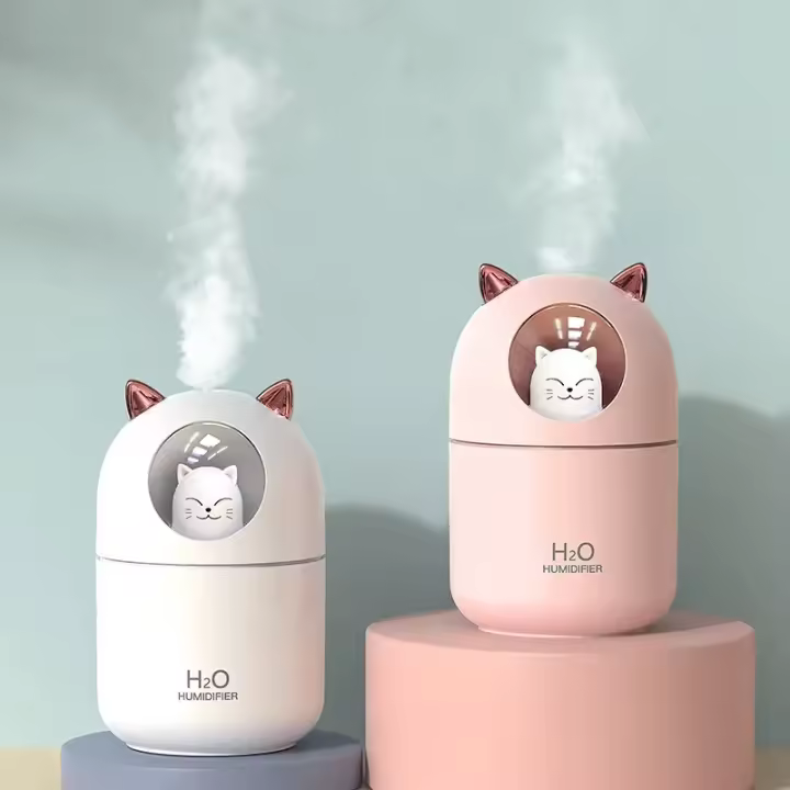 Humidificador de Aire ultrasónico con USB, nebulizador con lámpara de Colores, Mini Difusor de Aroma, 300ML - 1