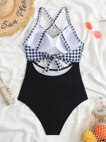 Bañador de una pieza para mujer, traje de baño con realce, Monokini Sexy recortado, ropa de playa para verano, 2024 - details 14