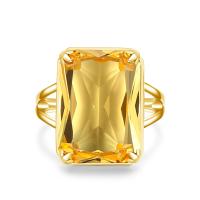 Anillo de Fingertip de Compromiso de Cristal de Citrina de Plata Esterlina 925 Real para Mujeres Joyería Femenina de Aniversario Dorado - details 3